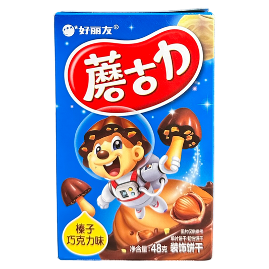 Orion Mushroom Shaped Biscuit Hazelnut Chocolate flavor "China" 48g