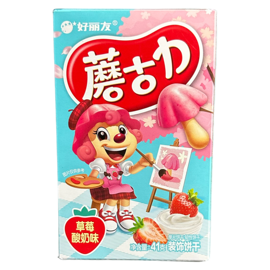 Orion Mushroom Shaped Biscuit Strawberry Milk flavor "China" 41g